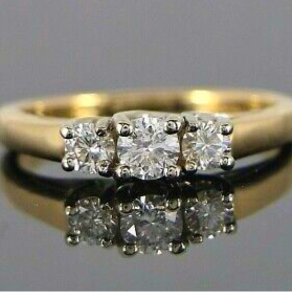 Genuine 14k 1/2 Carat Natural Diamond Gold/Platinum Anniversary Band Size 6